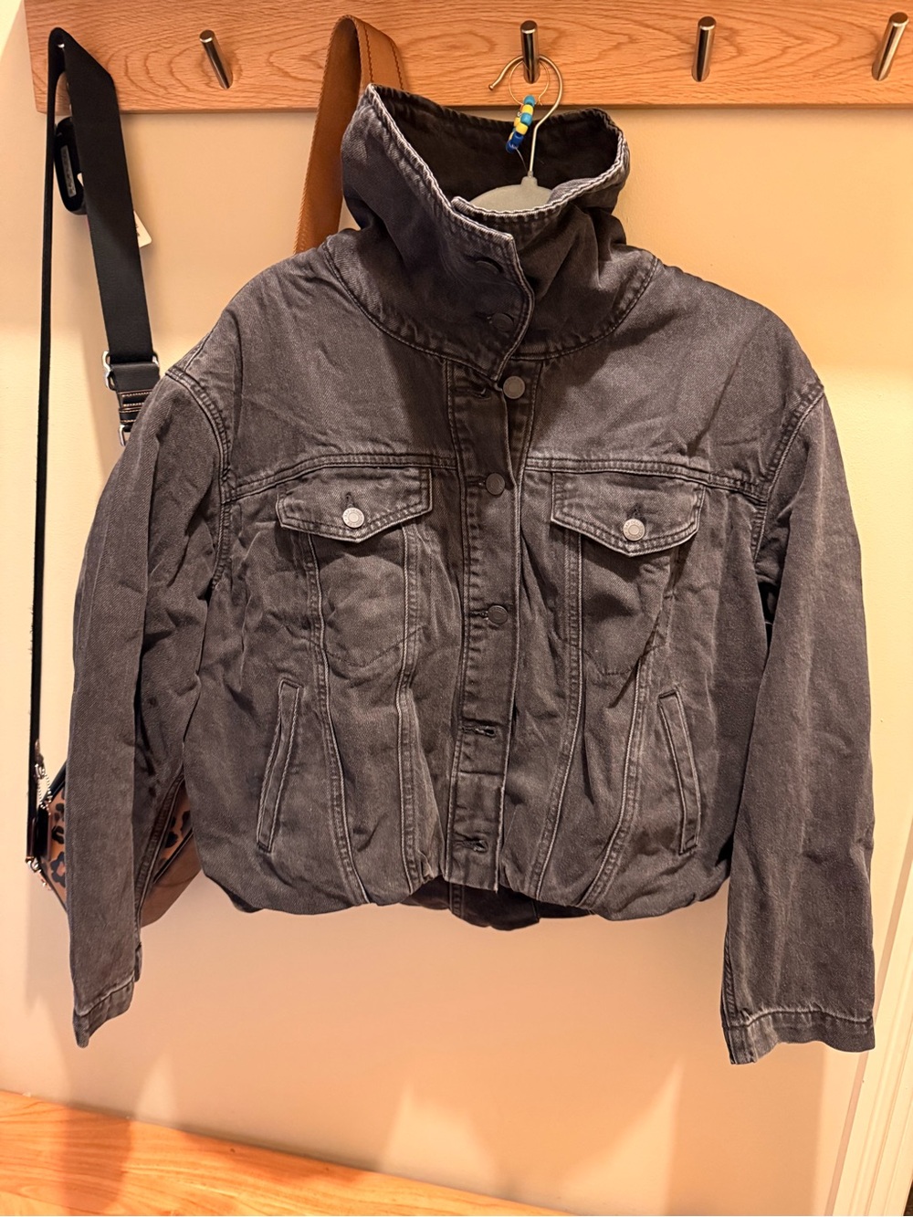 NWT GAP Women's Oversized Faded Black/Dark Gray Cocoon Jacket